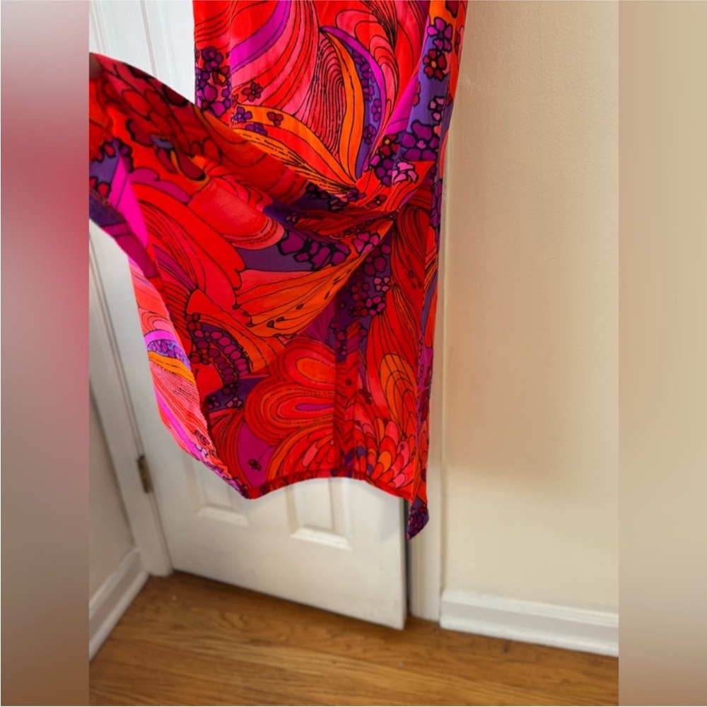 Sun Fashions Hawaii Psychedelic Floral Maxi Dress Pink Orange Mod size 8 - Picture 5 of 8